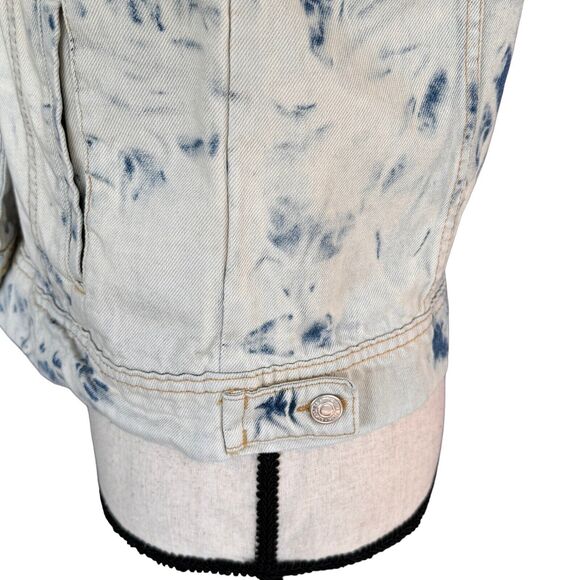Free People Small Rumors Jean Jacket Button-Up Jones Tie-Dye Long Sleeve Pockets - Picture 7 of 12